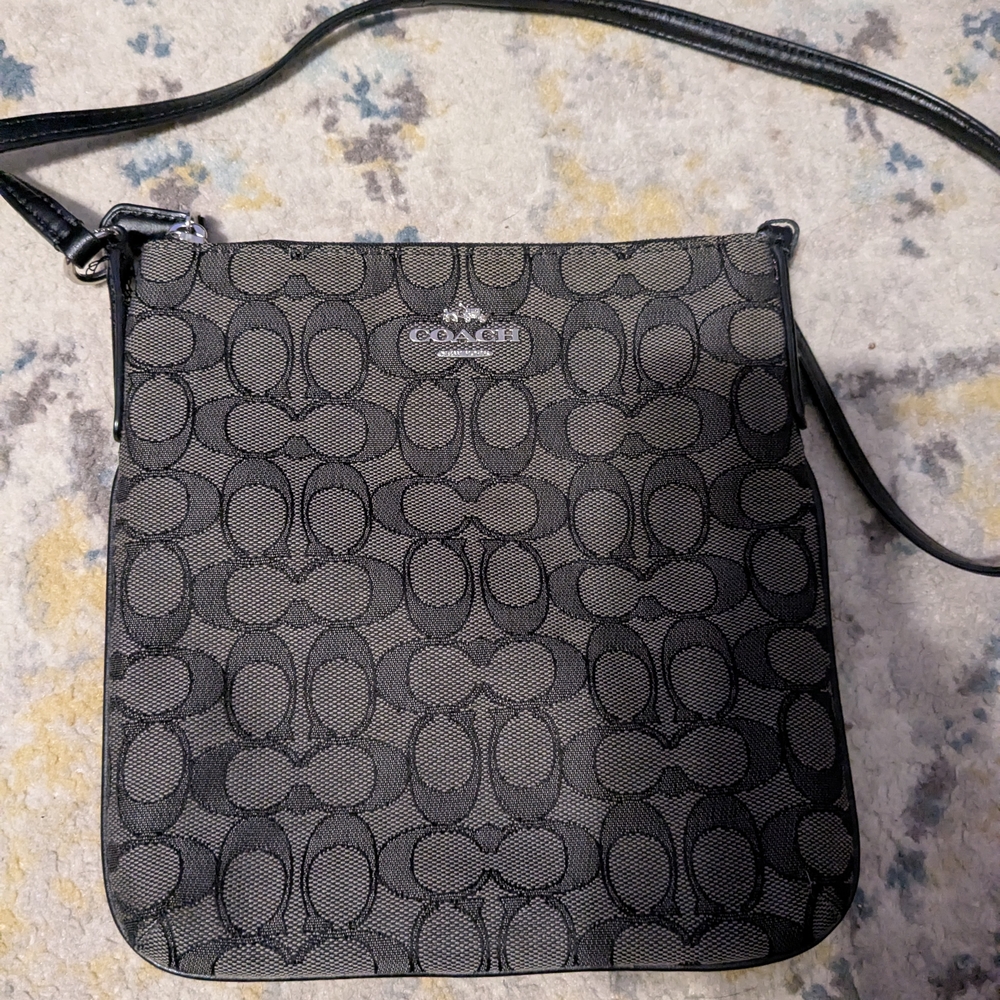 Coach Monogram Black and Gray Crossbody Bag